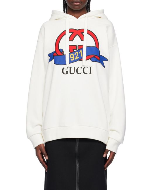 Gucci White Interlocking G 1921 Printed Hoodie