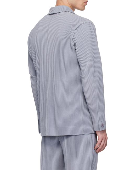 Homme Plissé Issey Miyake Gray Pleated Tailored Blazer for men