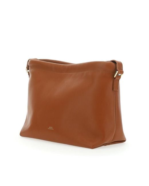 A.P.C. Brown Logo Detailed Drawstring Shoulder Bag
