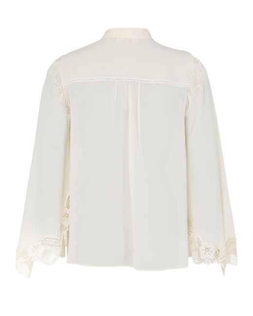 Chloé White High-Necked Long-Sleeved Shirt