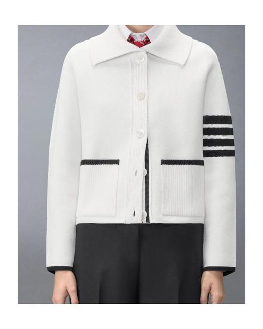 Thom Browne White 4-Bar-Stripe Jacket