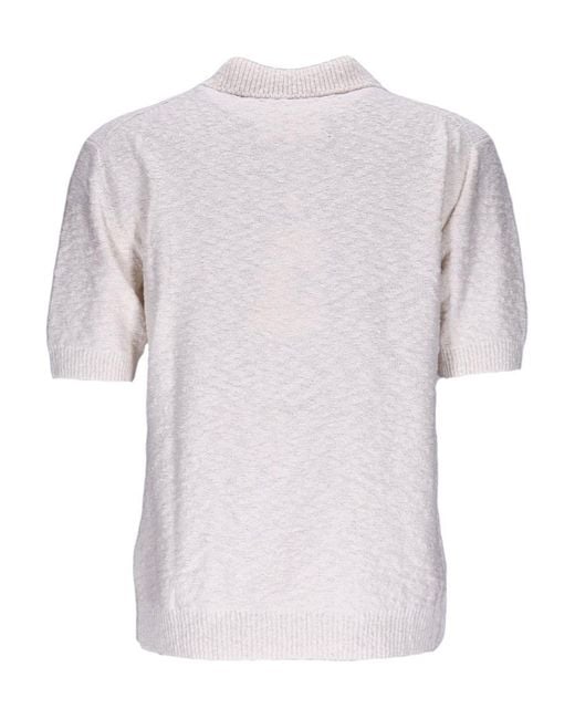 Maison Margiela White Short-Sleeved Knitted Polo-Shirt