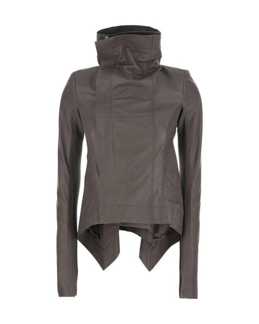 Rick Owens Brown Naska Leather Biker Jacket