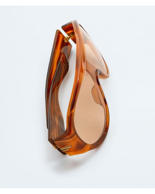 Bottega Veneta Orange Eyewear Shield Frame Sunglasses