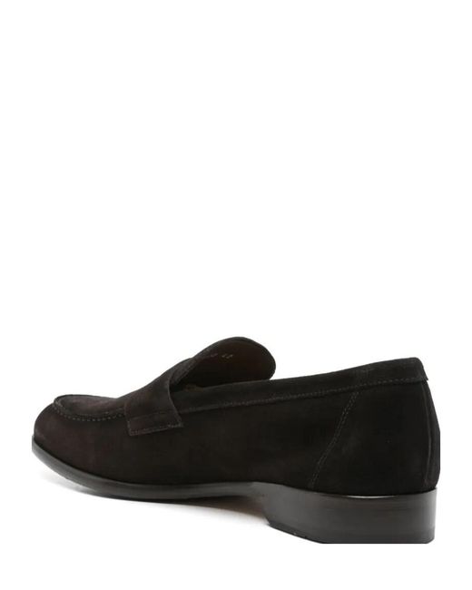 Doucal's Black Round Toe Loafers for men