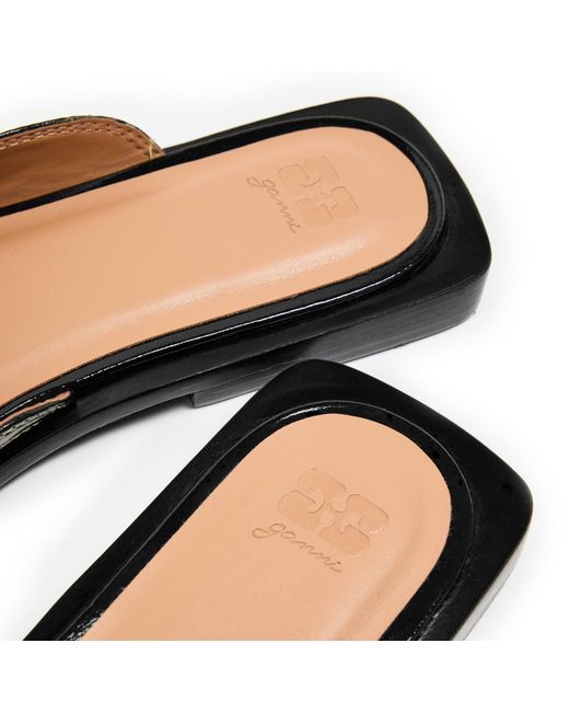 Ganni Black Logo Detail Slippers