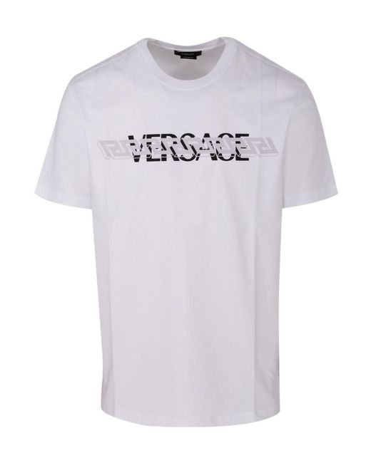 Versace White Logo Crew-Neck T-Shirt for men
