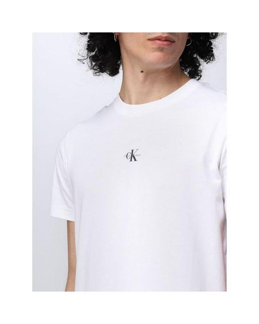 Calvin Klein White Logo-Print Cotton T-Shirt for men