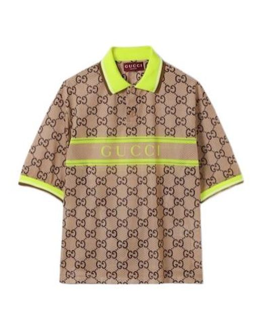 Gucci Multicolor Mesh Gg Printed Polo Shirt for men