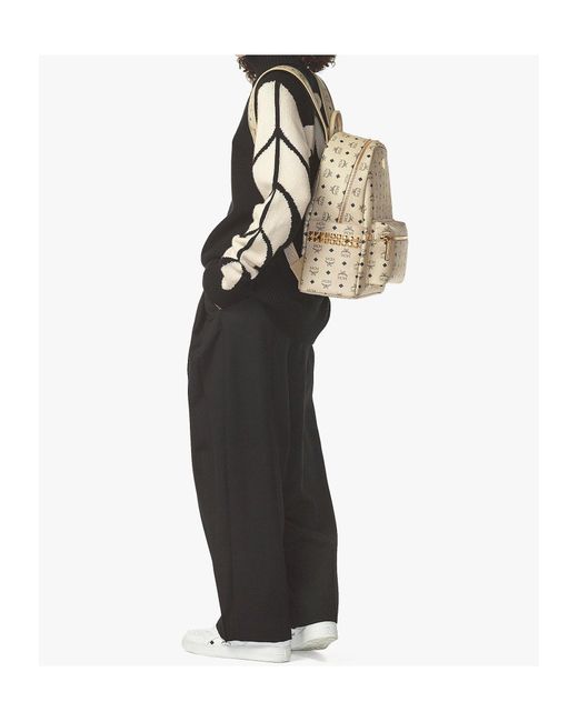 MCM Natural Stark Side Stud Embellished Backpack