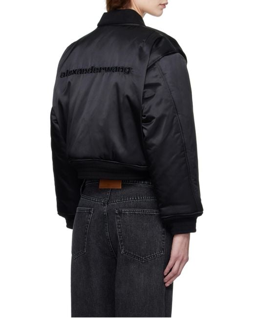 Alexander Wang Blue Logo Embroidered Bomber Jacket