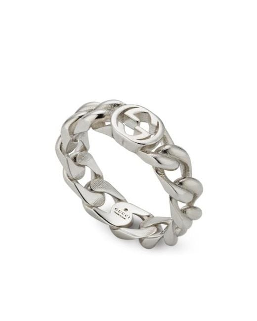 Gucci White Interlocking Ring for men