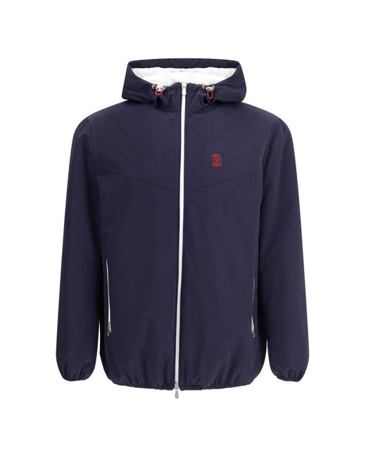 Brunello Cucinelli Blue Hooded Jacket for men