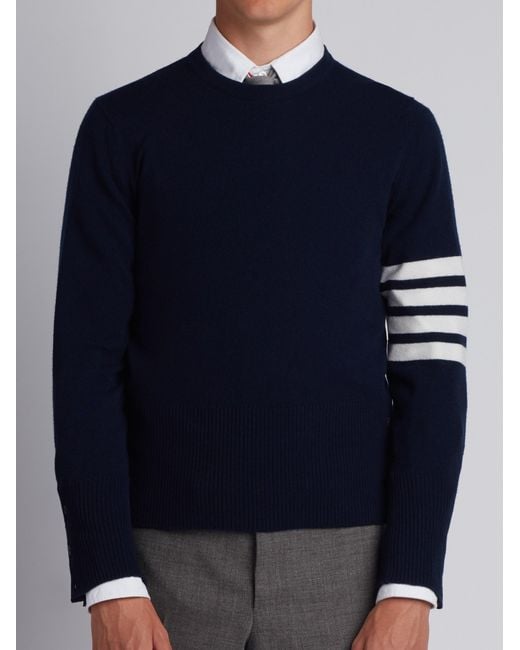 Thom Browne Blue Bar Knitted Jumper for men