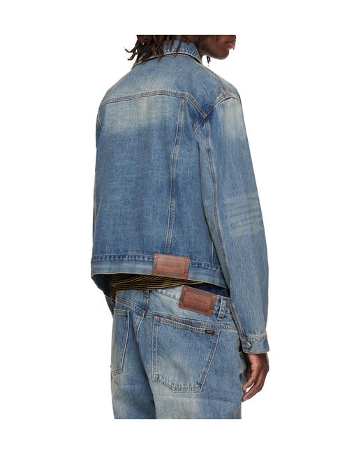 ANDERSSON BELL Blue Asymmetrical Layered Denim Jacket for men