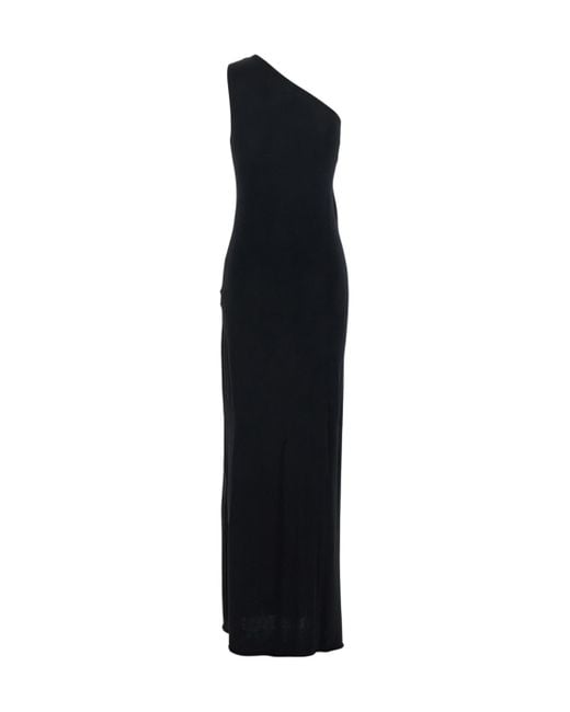Semicouture Black Semi Couture One Shoulder Asymmetric Dress