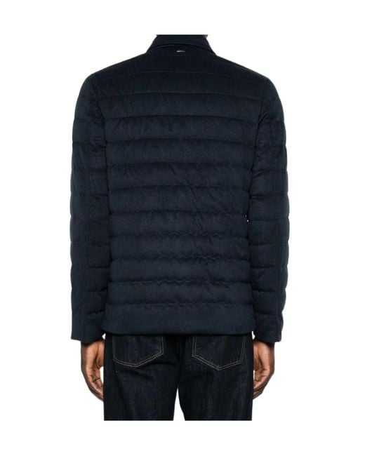 Herno Blue Zip-Up Collared Padded Jacket for men
