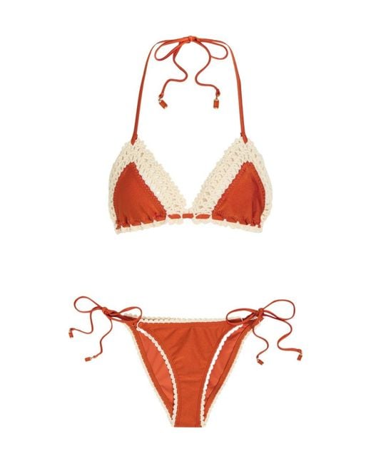 Zimmermann Red Mahon Crochet Stretch-Polyamide Bikini