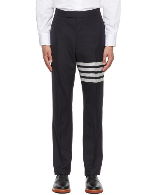Thom Browne Black Bar Striped Detail Trousers for men