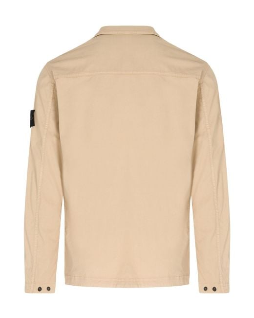 Stone Island Natural Logo Patch Zipped Overshirt for men