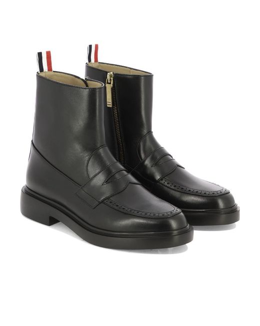 Thom Browne Black Penny Loafer Ankle Boots