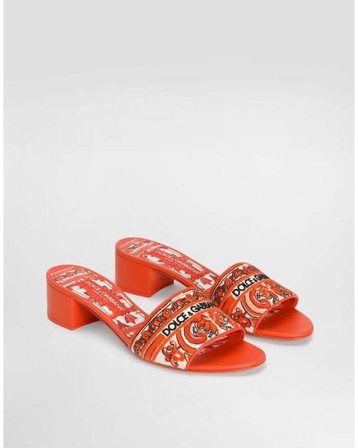 Dolce & Gabbana Maiolica Embroidered Almond-Toe Sandals