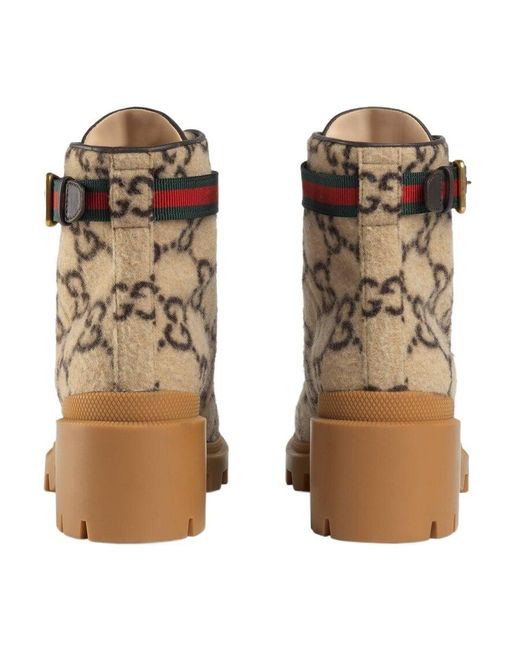 Gucci Brown Gg Wool Ankle Boot