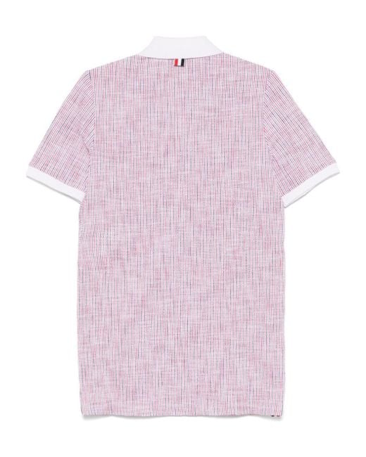 Thom Browne Pink Polo Collar Tweed Mini Dress