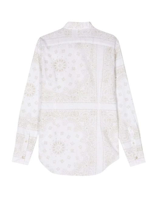 Eleventy White Paisley-Print Button-Up Shirt for men