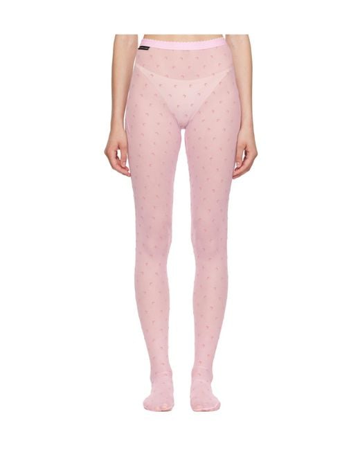 MARINE SERRE Pink Plumetis Pantyhose