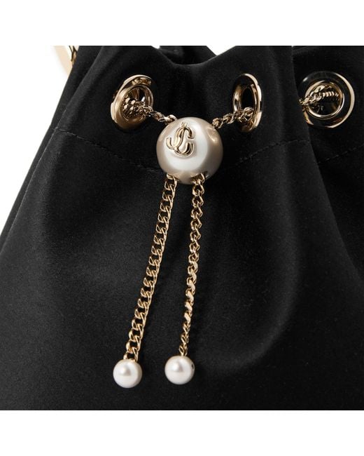 Jimmy Choo Black Satin Drawstring Bucket Bag