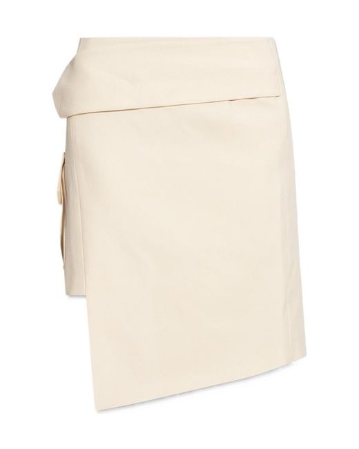 Off-White c/o Virgil Abloh Natural Asymmetric Wool Mini Skirt