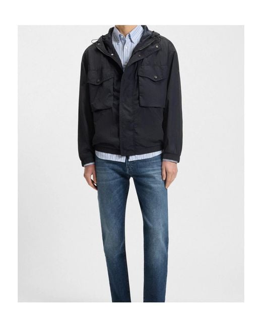 Boss Blue Logo-Patch Hooded Jacket for men