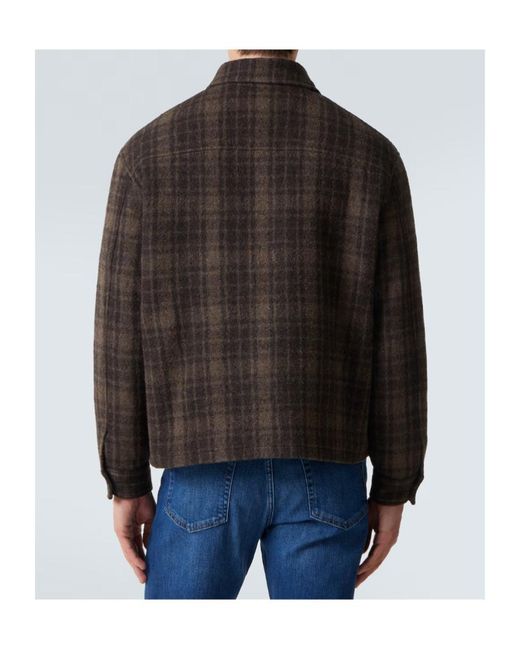 FRAME Black Checked Virgin Wool Blouson Jacket for men