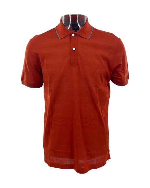 Dunhill Red Striped Short-Sleeved Polo Shirt for men
