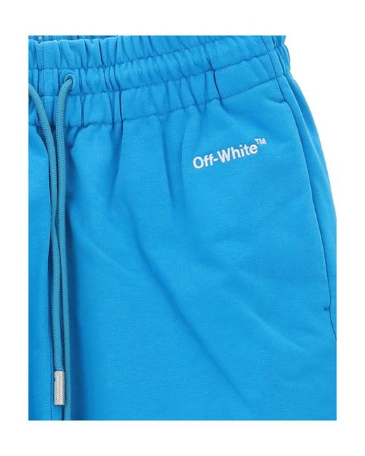 Off-White c/o Virgil Abloh Blue Logo-Embroidered Cotton Track Pants