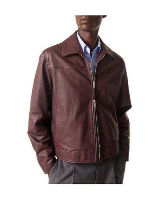 Lardini Purple Zip Leather Jacket for men