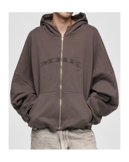 M I S B H V Brown Inflated Mbh Devil Zip-Up Hoodie for men