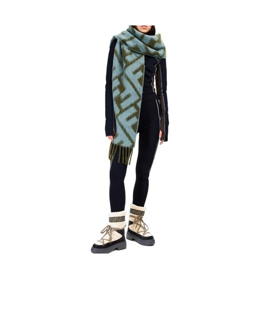 Fendi Green Scarf With Fringes