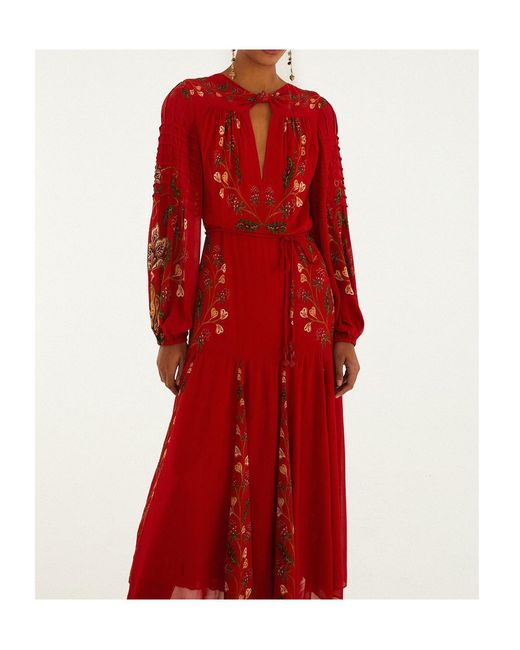 Farm Rio Floral-Embroidered Maxi Dress