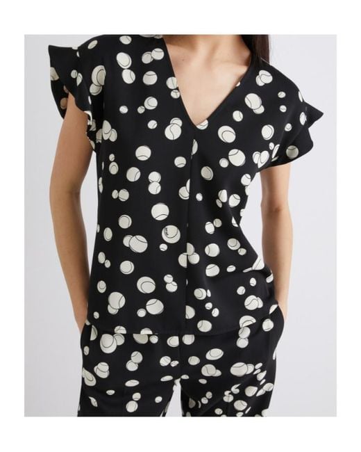 Marella Black Printed Satin Blouse