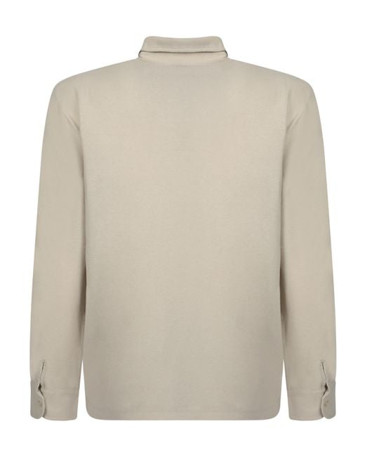 Zanone Natural Crepe Long Sleeve Polo Shirt for men
