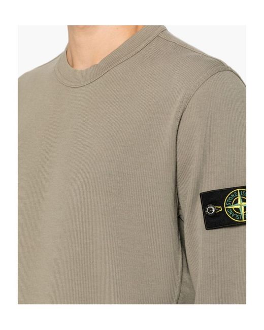 Stone Island Brown Logo-Patch Sweatshirt for men