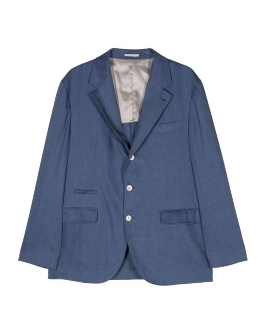 Brunello Cucinelli Blue Single-Breasted Blazer for men