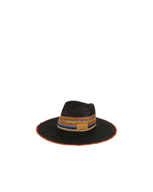 Etro Black Striped Straw Hat