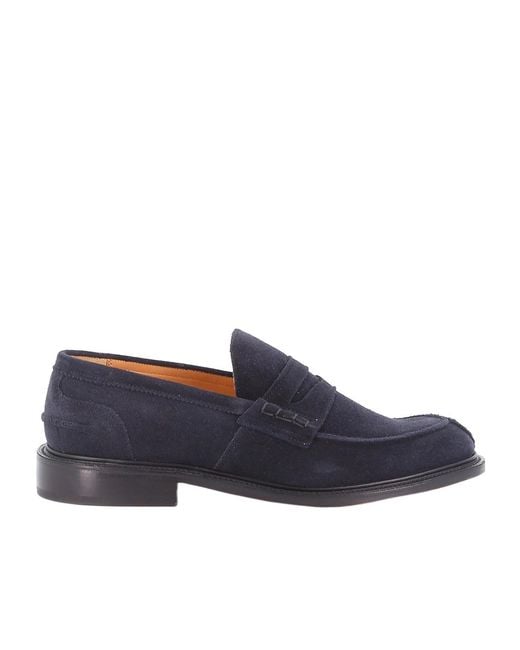 Tricker's Blue Round-Toe Loafers for men