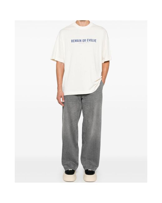 Emporio Armani White Slogan Printed Crewneck T-Shirt for men