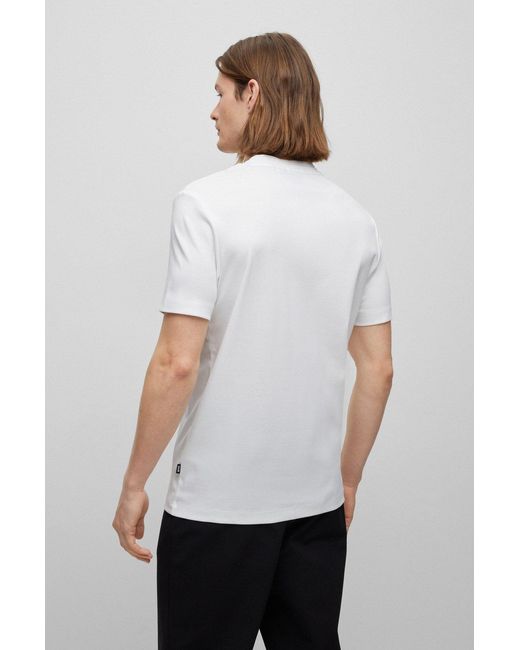 Boss White Logo-Appliqué Cotton T-Shirt for men