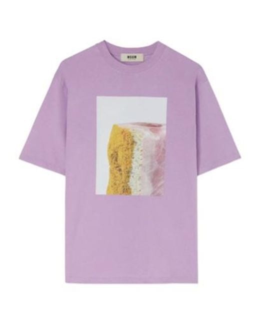 MSGM Purple X Duccio Maria Gambi Photograph-Print T-Shirt for men