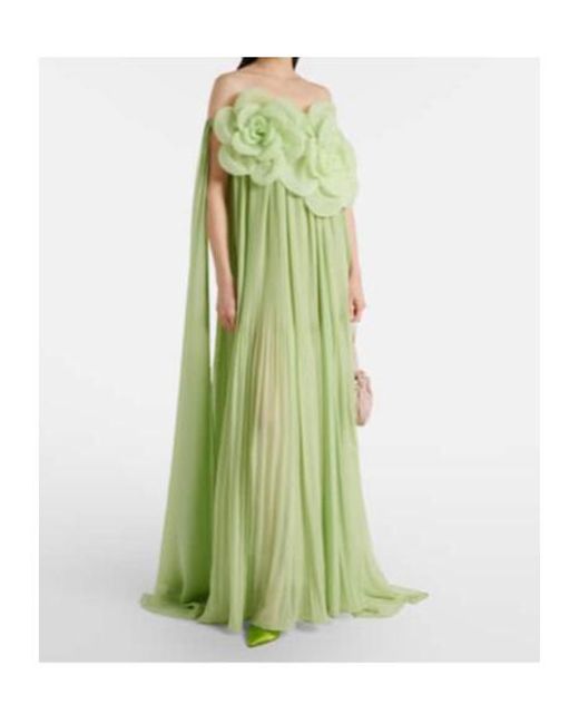 Leo Green Jaclyn Floral-Appliqué Bustier Gown